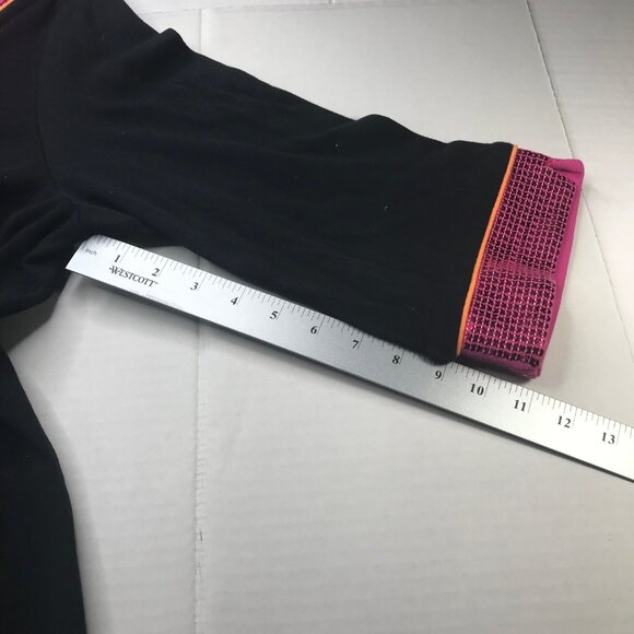Quaker Factory Women's 1X Top Black Pink Sequins Trim 3/4 Sleeve Preowned - Picture 9 of 11